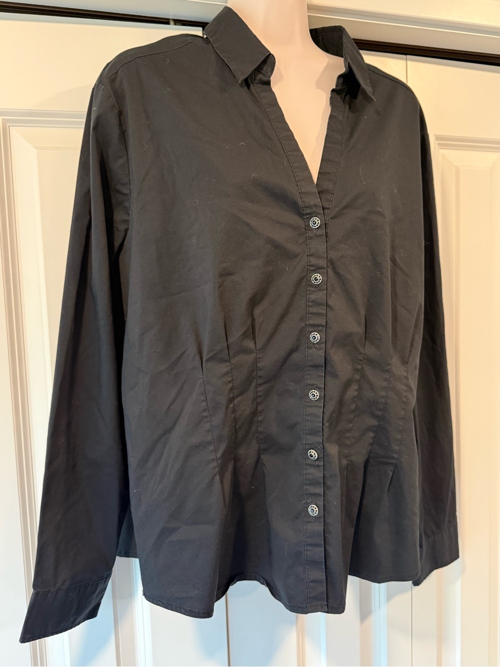 7th Ave New York Company black buttonfront blouse top xl